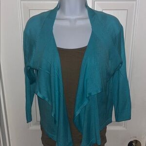 Women's Light Teal Open Front Cardigan Sweater